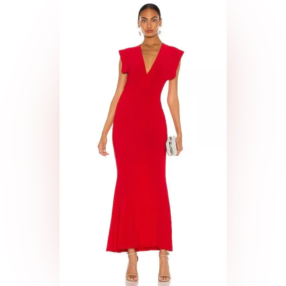 Norma Kamali Red V-Neck Dress
